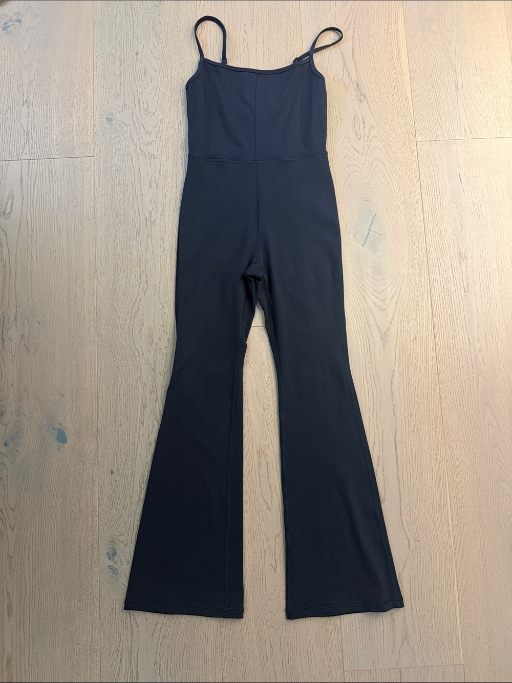 Aritzia Black Spaghetti-Strap Flared Jumpsuit